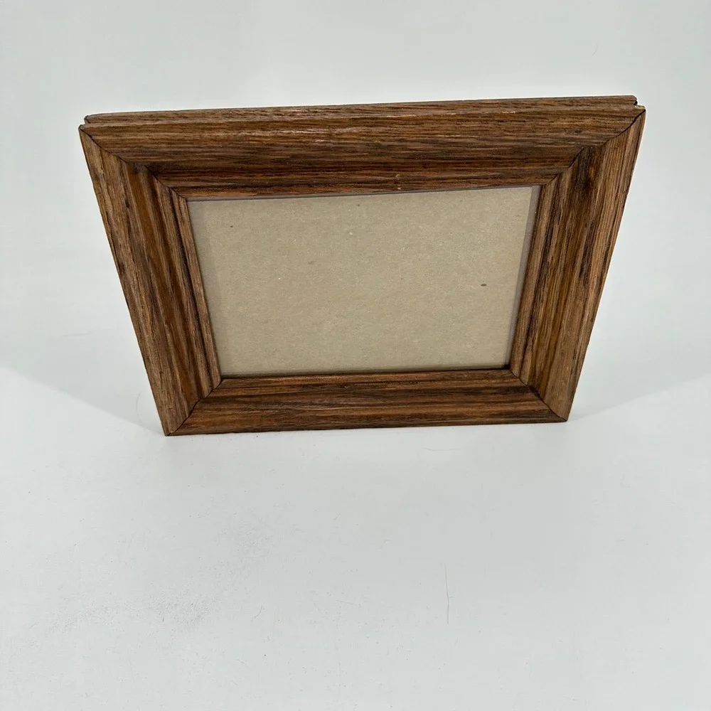 Vintage Solid Wood 4x6 Picture Frame Dark Oak Finish Beveled Edge Glass Front